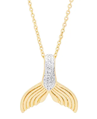 Diamond Accent Mermaid Tail Pendant 18" Necklace in 14K Gold Plate - Gold
