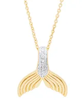 Diamond Accent Mermaid Tail Pendant 18" Necklace in 14K Gold Plate - Gold