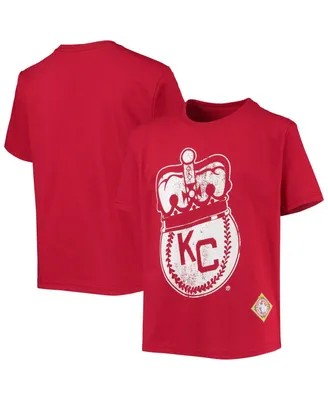 Big Boys Stitches Red Kansas City Monarchs Negro League Logo T-shirt