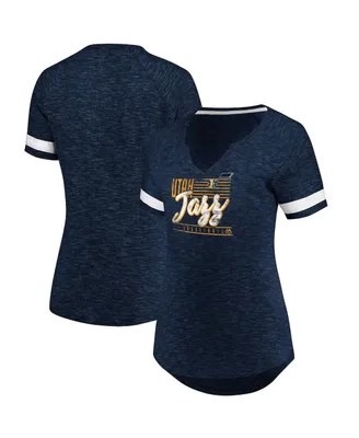 Women's Fanatics Navy and White Utah Jazz Showtime Winning with Pride Notch Neck T-shirt