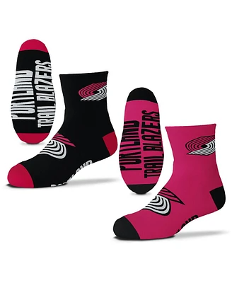 Boys and Girls Youth For Bare Feet Portland Trail Blazers Two-Pack Quarter-Length Team Socks