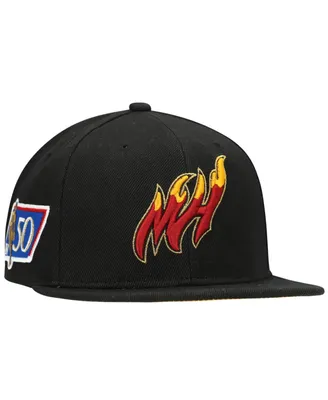 Men's Mitchell & Ness Black Miami Heat 50Th Anniversary Snapback Hat