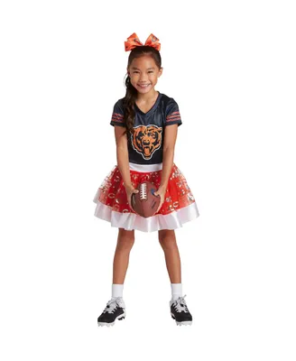 Big Girls Navy Chicago Bears Tutu Tailgate Game Day V-Neck Costume