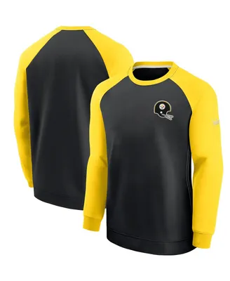 Men's Nike Black, Gold Pittsburgh Steelers Historic Raglan Crew Performance Sweater