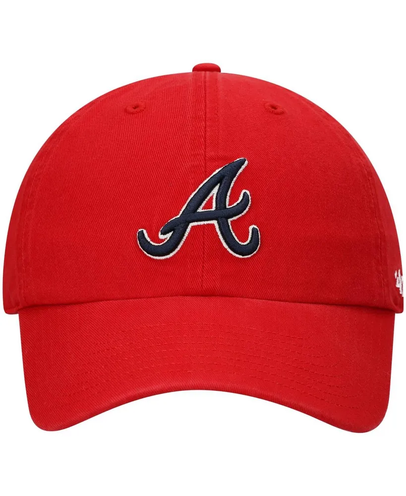 Men's '47 Red Atlanta Braves Team Clean Up Adjustable Hat