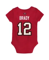 Newborn Boys and Girls Tom Brady Red Tampa Bay Buccaneers Mainliner Player Name and Number Bodysuit