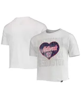 Big Girls New Era White Washington Nationals Flip Sequin Heart Crop Top