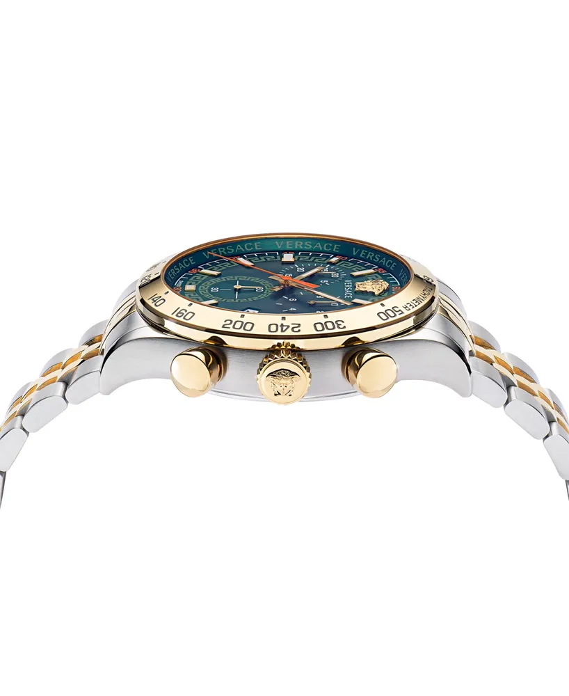 Versace Men's Swiss Chronograph Hellenyium Two Tone Bracelet Watch 44mm
