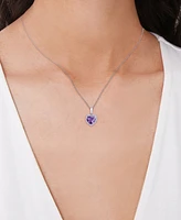 Amethyst (1-7/8 ct. t.w.) & Cubic Zirconia Heart Halo 18" Pendant Necklace in Sterling Silver