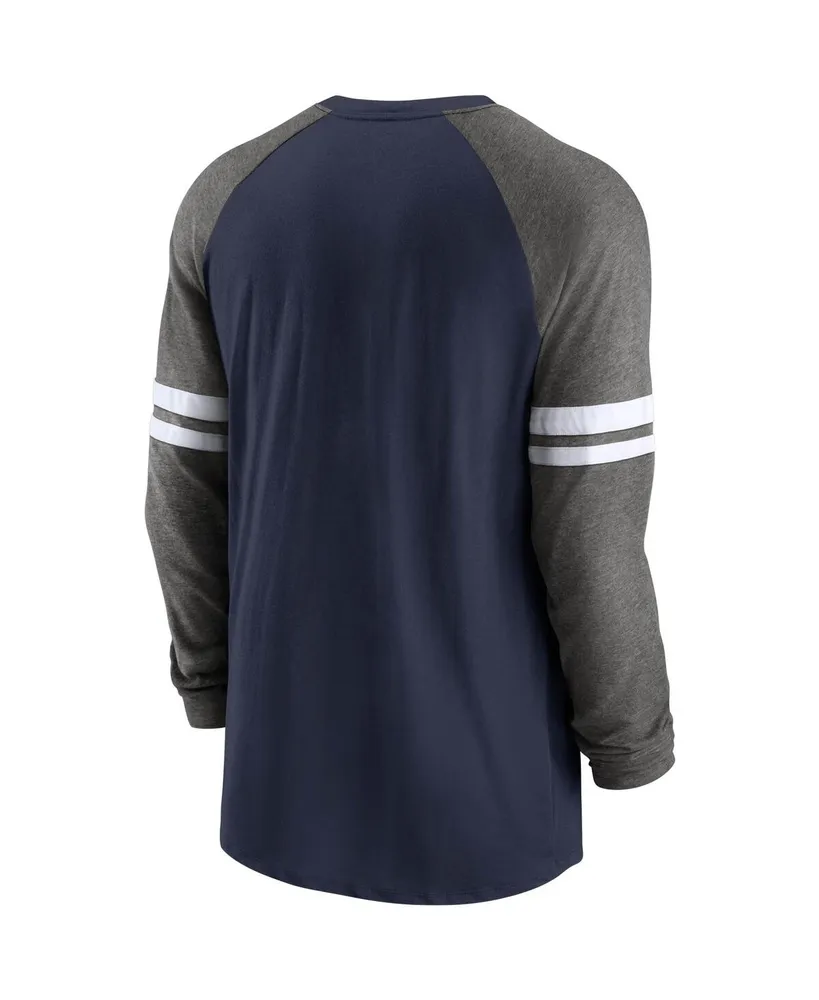 Men's Nike College Navy, Charcoal Seattle Seahawks Performance Raglan Long Sleeve T-shirt