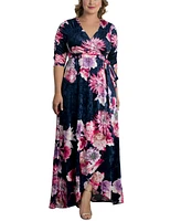 Kiyonna Plus Size Cara Velvet Maxi Wrap Dress