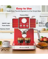 Galanz 2-Cup Retro Espresso Machine with Milk Frother