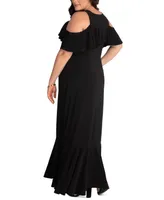 Kiyonna Plus Piper Cold Shoulder Maxi Dress