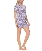 Ink+Ivy Women's Knit Short Sleeve Notch Top with Shorty, Set of 2
