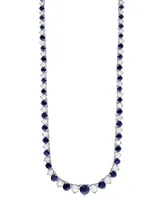 Sapphire (8 ct. t.w.) & Diamond (1-1/2 ct. t.w.) All-Around Graduated 18" Collar Necklace in Sterling Silver