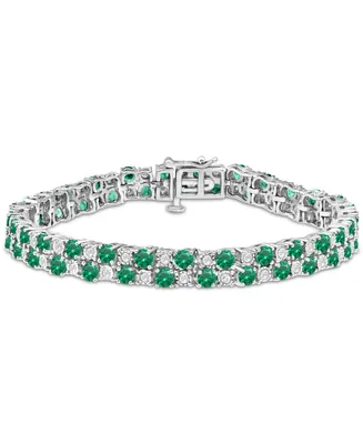 Sapphire (10 ct. t.w.) & Diamond (1 Double Row Bracelet Sterling Silver (Also Emerald)