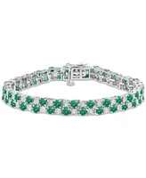 Sapphire (10 ct. t.w.) & Diamond (1 Double Row Bracelet Sterling Silver (Also Emerald)