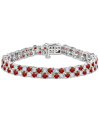Ruby (10 ct. t.w.) & Diamond (1 ct. t.w.) Double Row Bracelet in Sterling Silver
