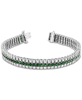 Sapphire (6 ct. t.w.) & Diamond (2 Triple Row Tennis Bracelet Sterling Silver (Also Emerald Ruby)