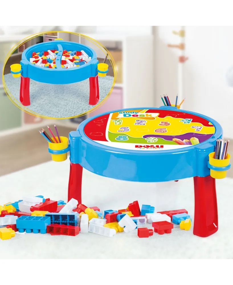 Dolu Toys 2-in-1 Activity Table with Jumbo Blocks, 104 Piece