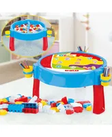 Dolu Toys 2-in-1 Activity Table with Jumbo Blocks, 104 Piece