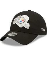 Little Girls New Era Black Pittsburgh Steelers Hearts 9Twenty Adjustable Hat