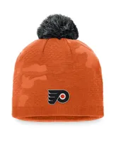 Women's Fanatics Orange, Black Philadelphia Flyers Authentic Pro Team Locker Room Beanie with Pom