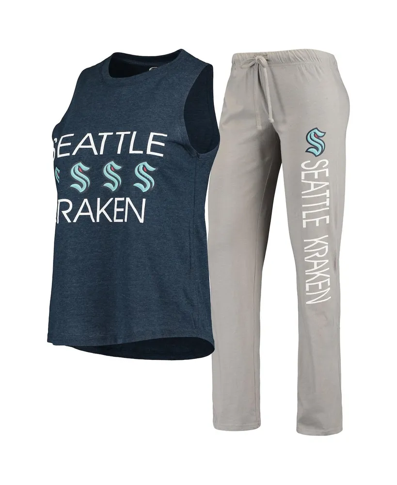 Women's Concepts Sport Deep Sea Blue, Gray Seattle Kraken Meter Tank Top and Pants Sleep Set