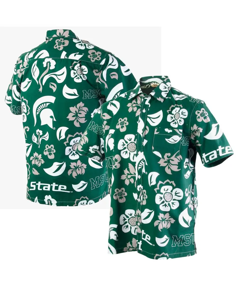 Men's Wes & Willy Green Michigan State Spartans Floral Button-Up Shirt