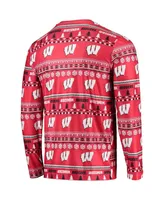 Men's Concepts Sport Red Wisconsin Badgers Ugly Sweater Long Sleeve T-shirt and Pants Sleep Set