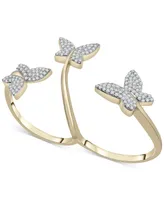 Wrapped Diamond Butterfly Double Finger Ring (1/2 ct. t.w.) in 10k White or Yellow Gold, Created for Macy's