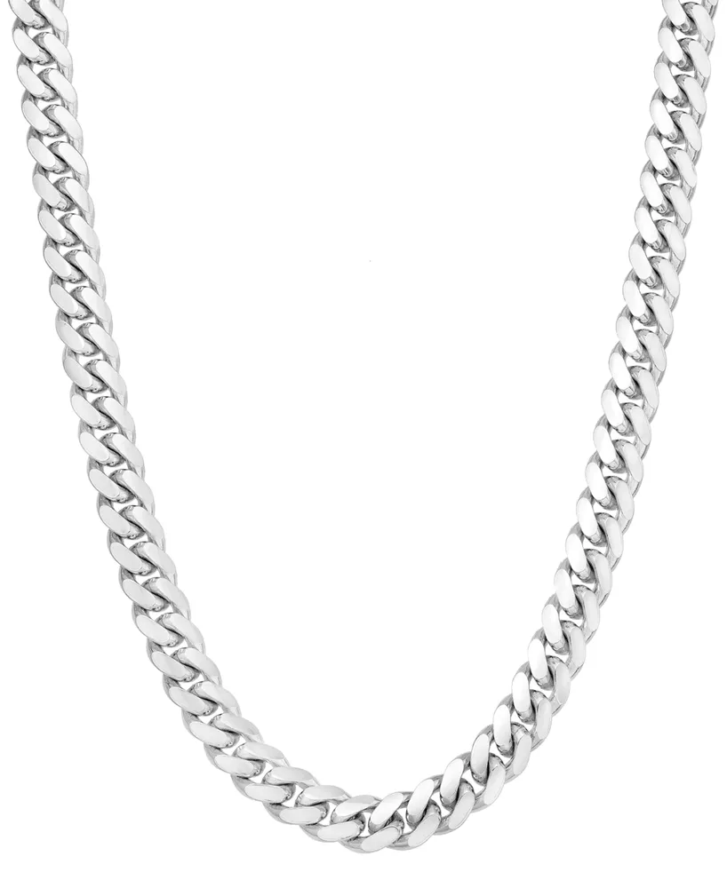 Men's Solid Cuban Link 22" Chain Necklace in Sterling Silver