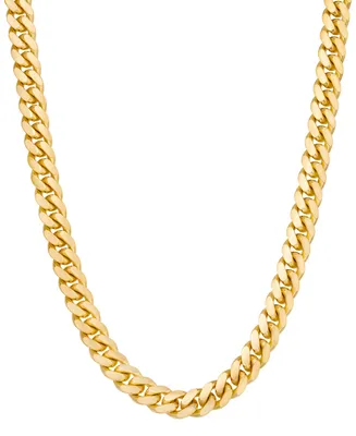 Men's Solid Cuban Link 22" Chain Necklace in 14k Gold-Plated Sterling Silver