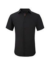 Suslo Couture Men's Slim Fit Performance Short Sleeves Solid Button Down Shirt