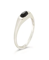 Sterling Forever Onyx Signet Ring