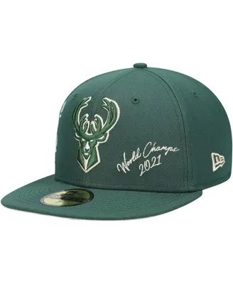 Men's Hunter Green Milwaukee Bucks 2021 Nba Finals Champions Icon 59FIFTY Fitted Hat