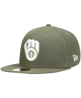 Men's Olive Milwaukee Brewers Logo White 59Fifty Fitted Hat