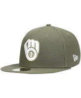 Men's Olive Milwaukee Brewers Logo White 59Fifty Fitted Hat