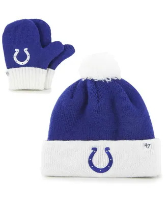 Toddler Unisex Royal and White Indianapolis Colts Bam Bam Cuffed Knit Hat with Pom and Mittens Set