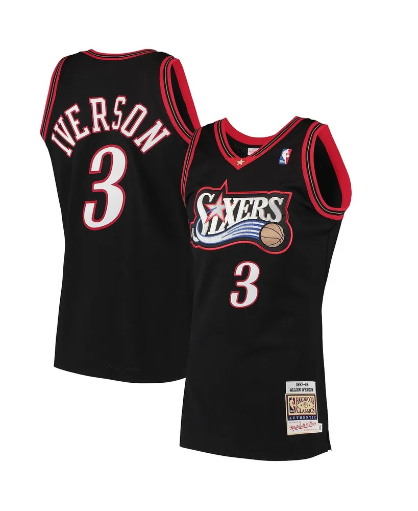 Men's Allen Iverson Black Philadelphia 76ers 1997 Hardwood Classics Authentic Jersey