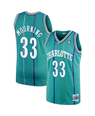 Men's Alonzo Mourning Teal Charlotte Hornets 1992-93 Hardwood Classics Swingman Player Jersey