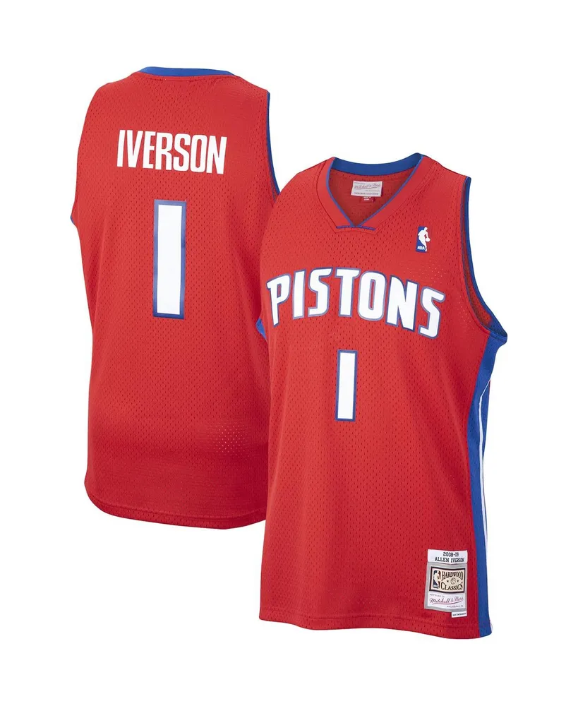 Men's Allen Iverson Red Detroit Pistons 2008-09 Hardwood Classics Swingman Jersey