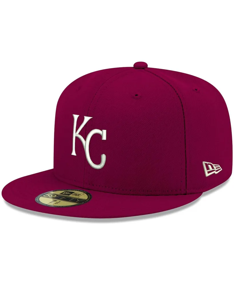 Men's Cardinal Kansas City Royals Logo White 59FIFTY Fitted Hat