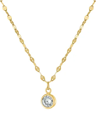 Giani Bernini Cubic Zirconia Bezel Solitaire Pendant Necklace in 18k Gold-Plated Sterling Silver, 16" + 2" extender, Created for Macy's
