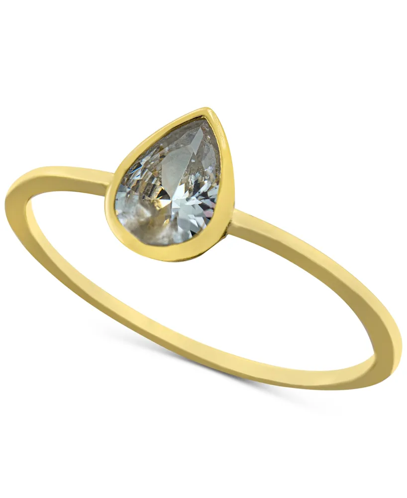 Giani Bernini Cubic Zirconia Pear Bezel Ring in 18k Gold-Plated Sterling Silver, Created for Macy's