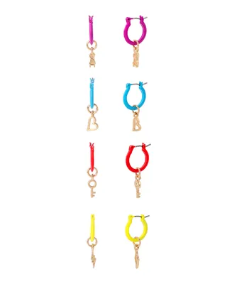 Steve Madden Women's Colorful Charm Hoop Earring Set, Pair of 4