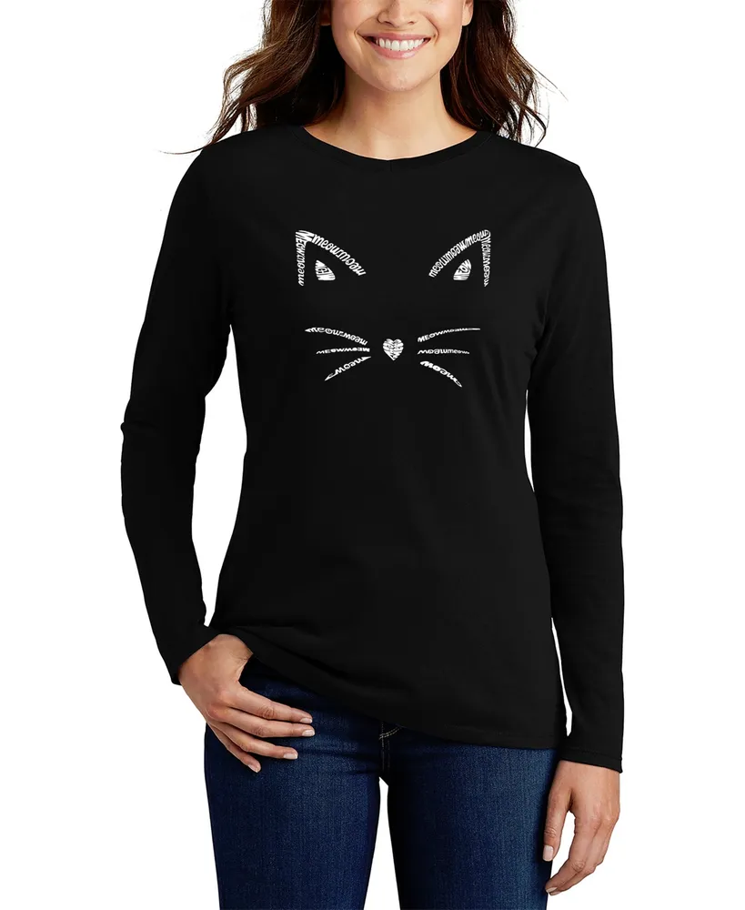 Women's Long Sleeve Word Art Whiskers T-shirt