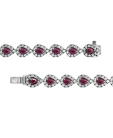 Ruby (4 ct. t.w.) & Diamond (3 ct. t.w.) Halo Link Bracelet in 14k White Gold (Also in Saphire & Emerald)