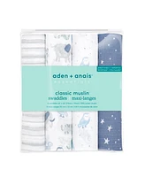 aden by aden + anais Baby Boys Printed Swaddle Blankets, Pack of 4