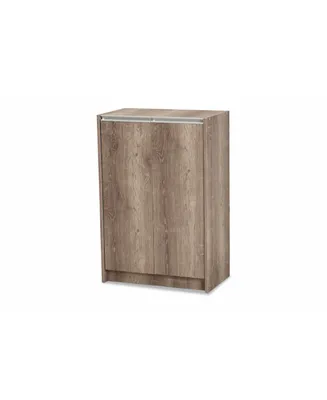 Langston Modern and Contemporary Weathered Finished Wood 2-Door Shoe Cabinet